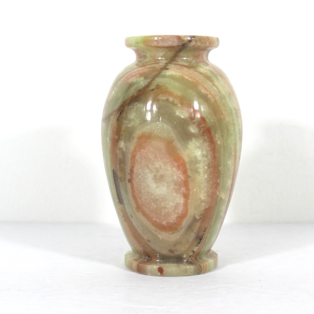 Vintage Onyx Marble Vase, Alabaster Pretty Amber Veining, Perfect Shelf Styling